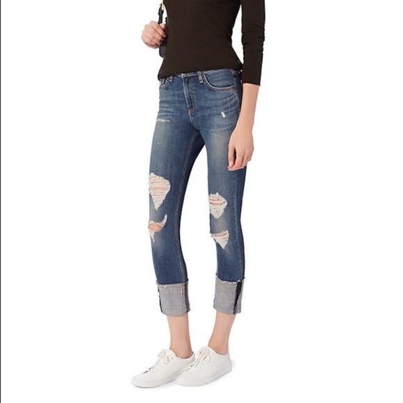 RAG & BONE 10" DRE High Waisted Slim Boyfriend Ripped Jeans sz 30 Women's - Picture 3 of 12